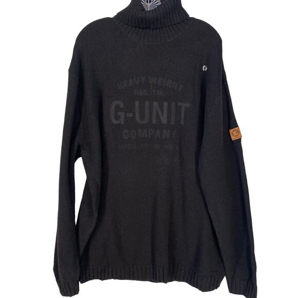 G-Unit Sweater Mens Size 2XL Black Logo Turtleneck Logo Shirt 50 Cent Deadstock - Picture 1 of 15